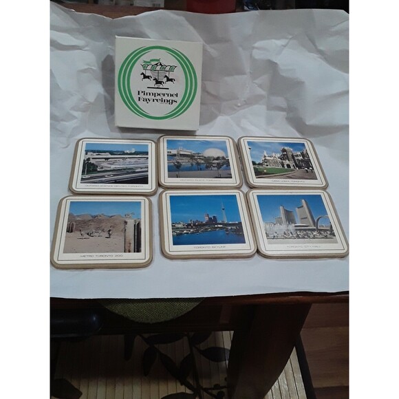 Vintage 1960s Pimpernel Fayreings Scenes of Ontario 6 Piece Coasters - Picture 1 of 10